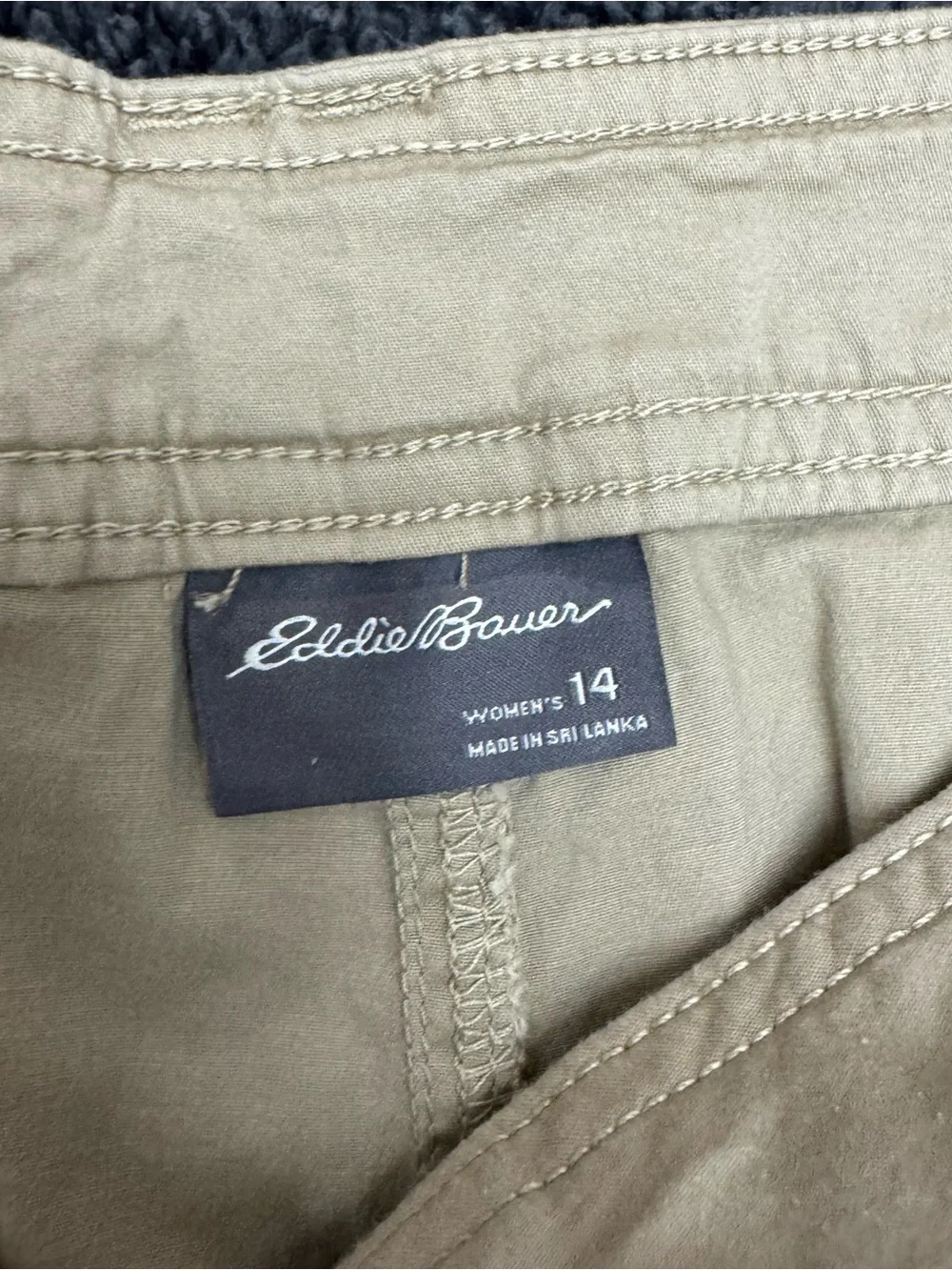 NWT Eddie Bauer Chino Shorts Women's 14 Khaki Slightly Curvy Embroidered Logo